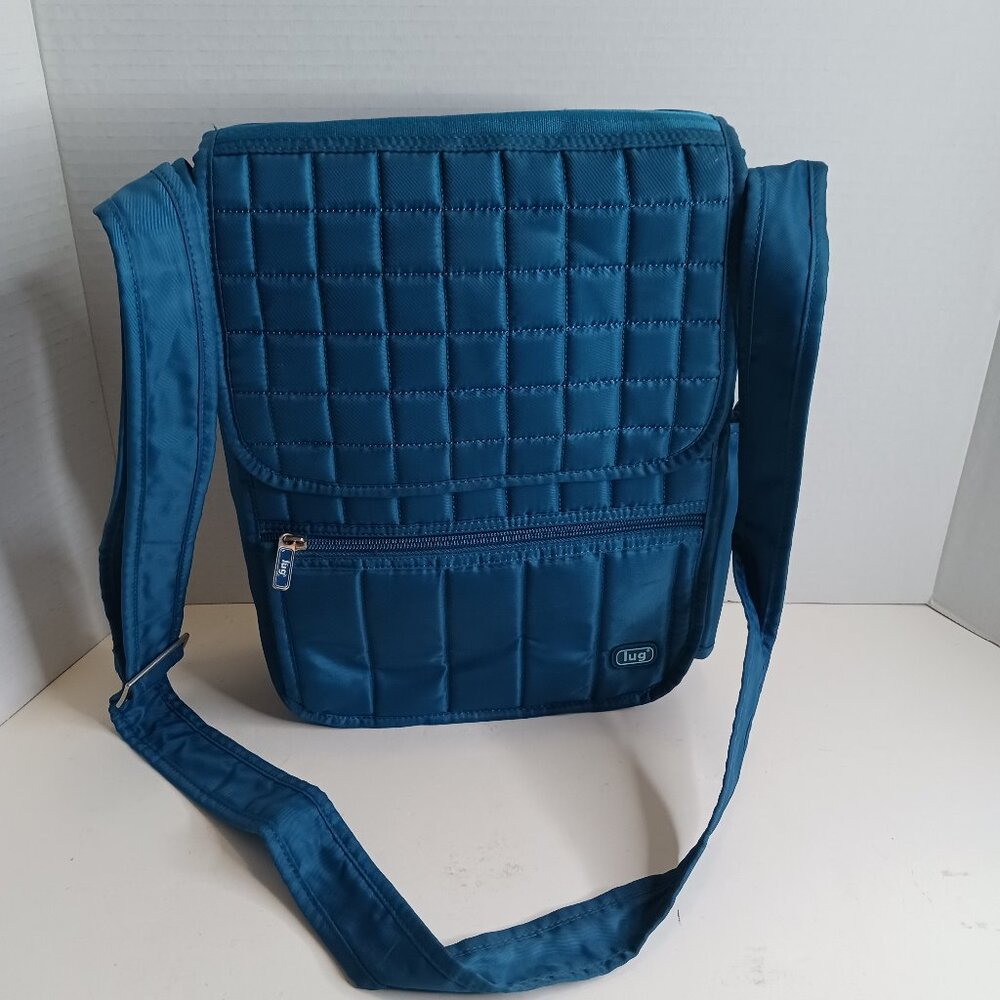 Lug Moped Day Pack Quilted Crossbody Travel Bag Teal Blue